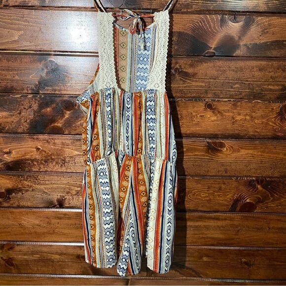 Hem & Thread Boho Hippie Sleeveless Lace Open Back Romper Women's Size Medium - Picture 15 of 16